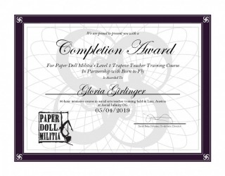 Completion Award - Gloria Trapeze