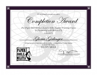 Completion Certificate - Gloria Silk Level 1
